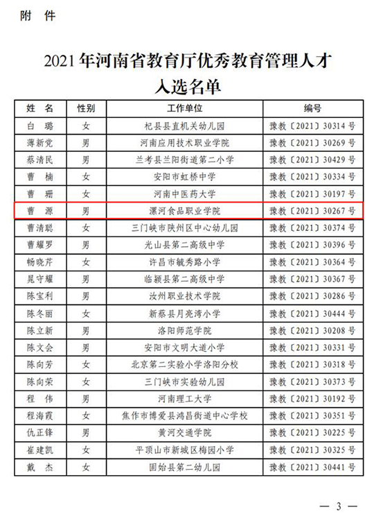 经济管理系曹源主任入选2021年河南省教育厅优秀教育管理人才(图2)